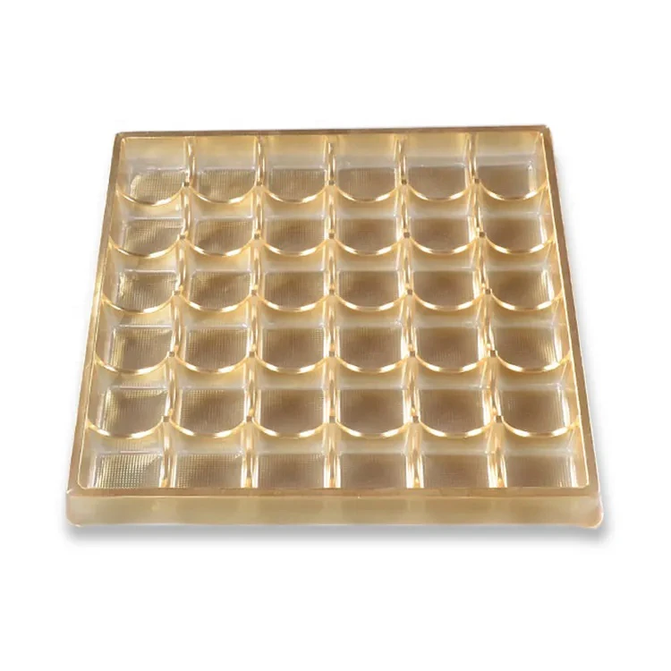 Customization Vacuum Forming Chocolate Packaging Golden Square Blister Plastic Inner Chocolate Tray