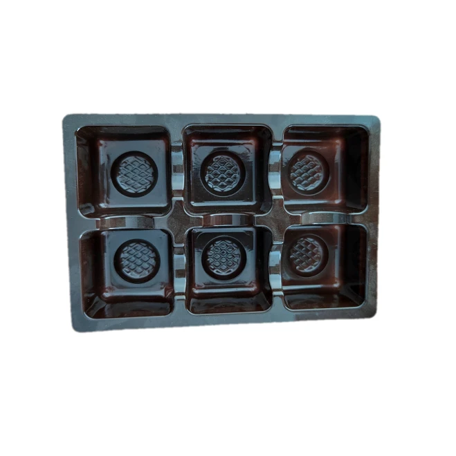 Customized Rectangle Vacuum Form Pet Plastic Blister Inert Chocolate Tray 6 Cavity Cookies & Mini Cake Packaging Box