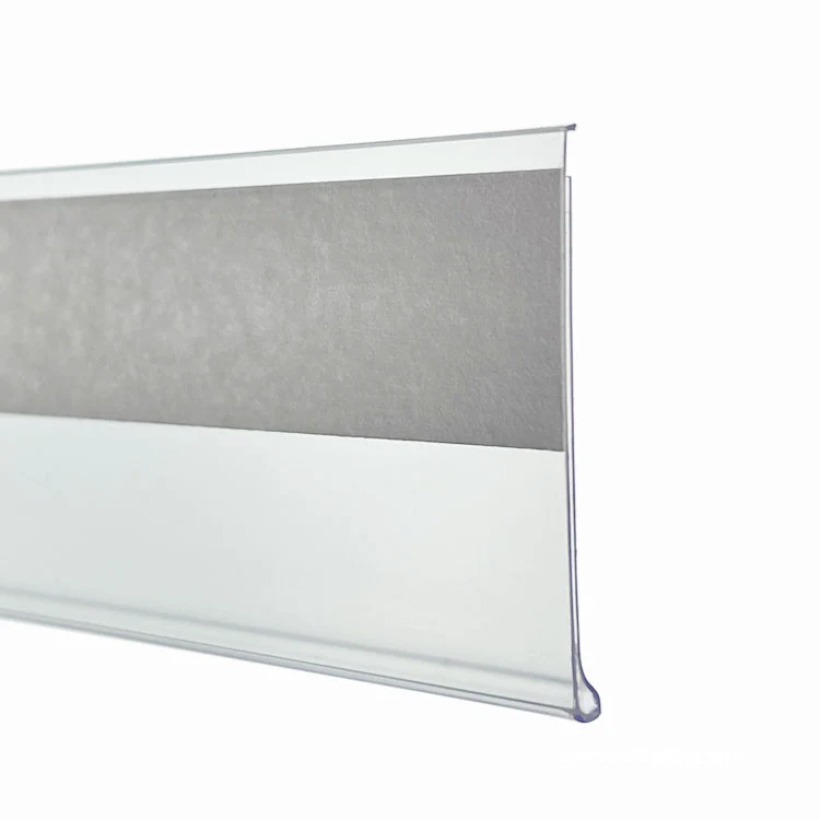 Factory Custom Clear Adhesive Price Tag Molding Backed Ticket Molding Info Strips Plastic PVC Data Strip With Foam Tape