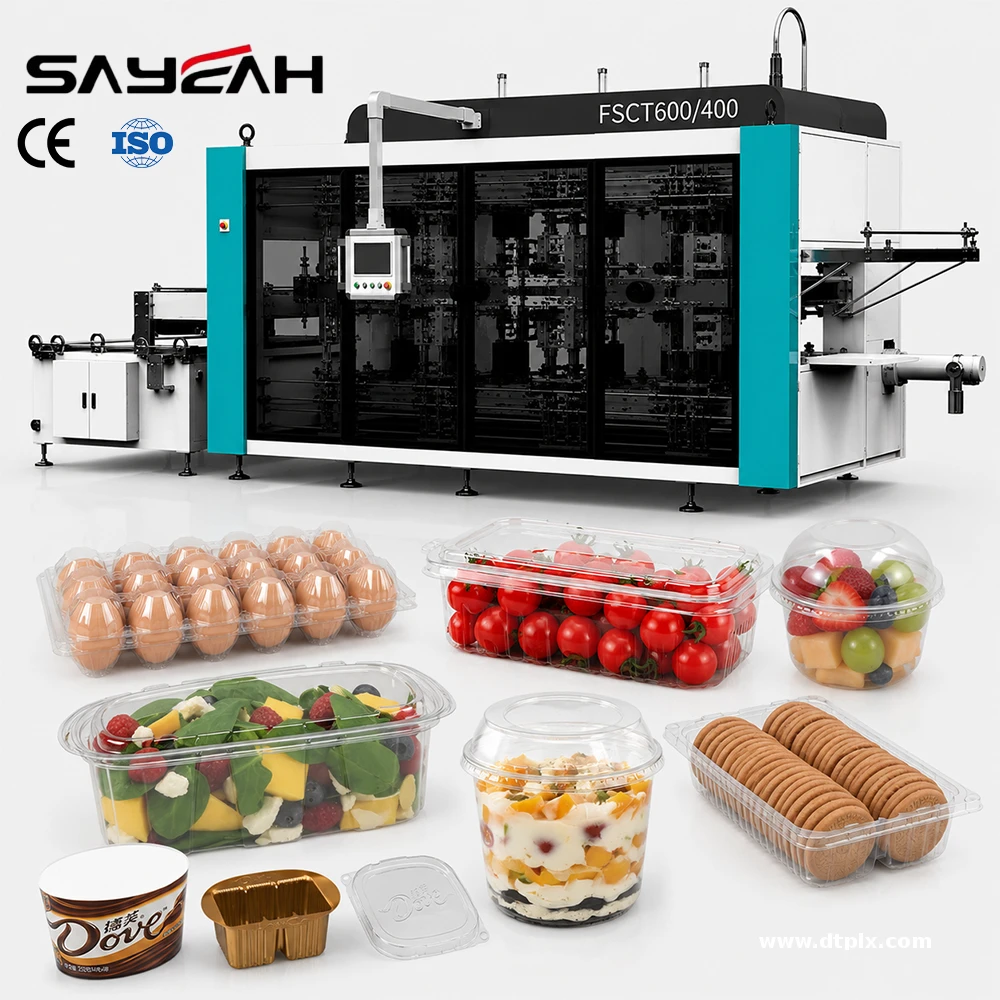 Customized Full Multi Station Automatic Plastic Tray Cake Box 3 Station Thermoforming Machine