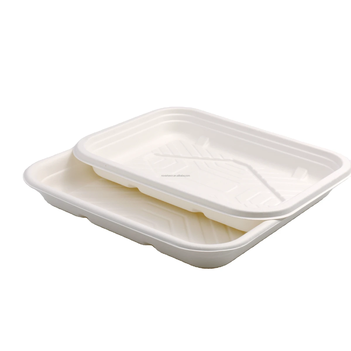 KS Custom Logo Biodegradable Sugarcane Bagasse Sushi Plate Tray Disposable Food Takeaway Container Blister Process Food Safety