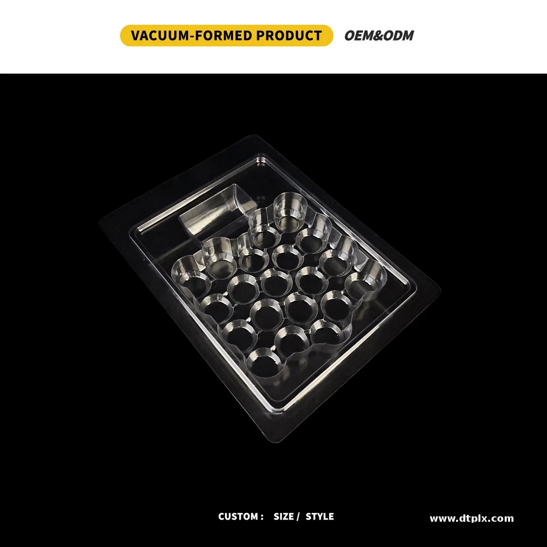 Rigid PVC Transparent Custom Vacuum Formed Embossing Round Cavity Blister Base and Lid for Small Craft Accessory Retail Display