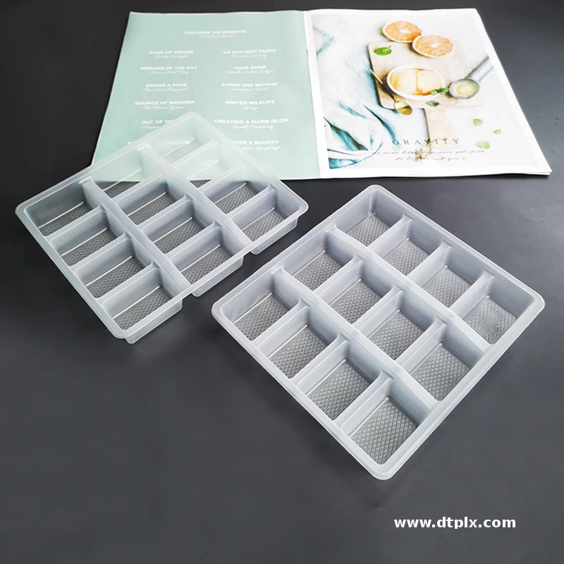 Customized 12-Grid Blister Food Tray Disposable Translucent Plastic Wonton Dumpling Inner Lining Pastry Butter Box Chocolate