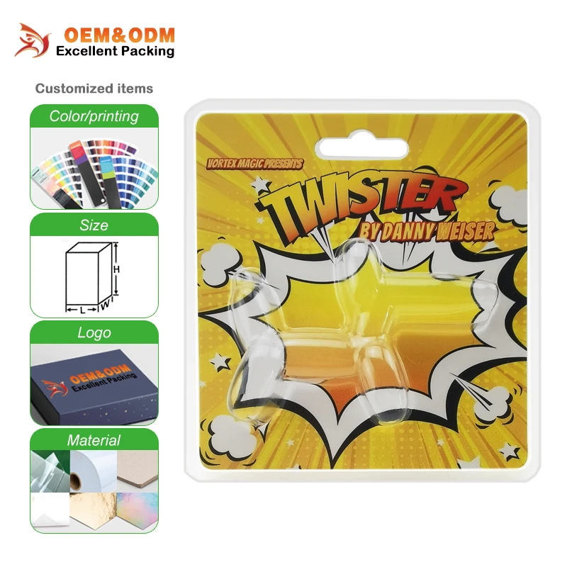 Customized Recyclable Transparent Plastic Packaging PET PVC Clamshell Blister Insert Paper Card for Kids Toy
