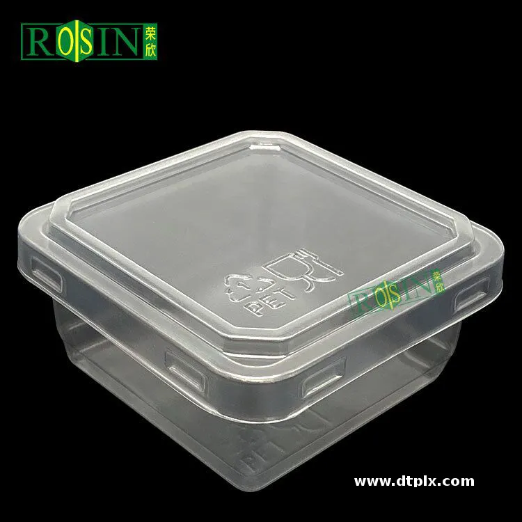 Food Grade Anti-Leak Clear PET Disposable Square Hinged Clamshell Plastic Fruit Vegetable Packaging Container