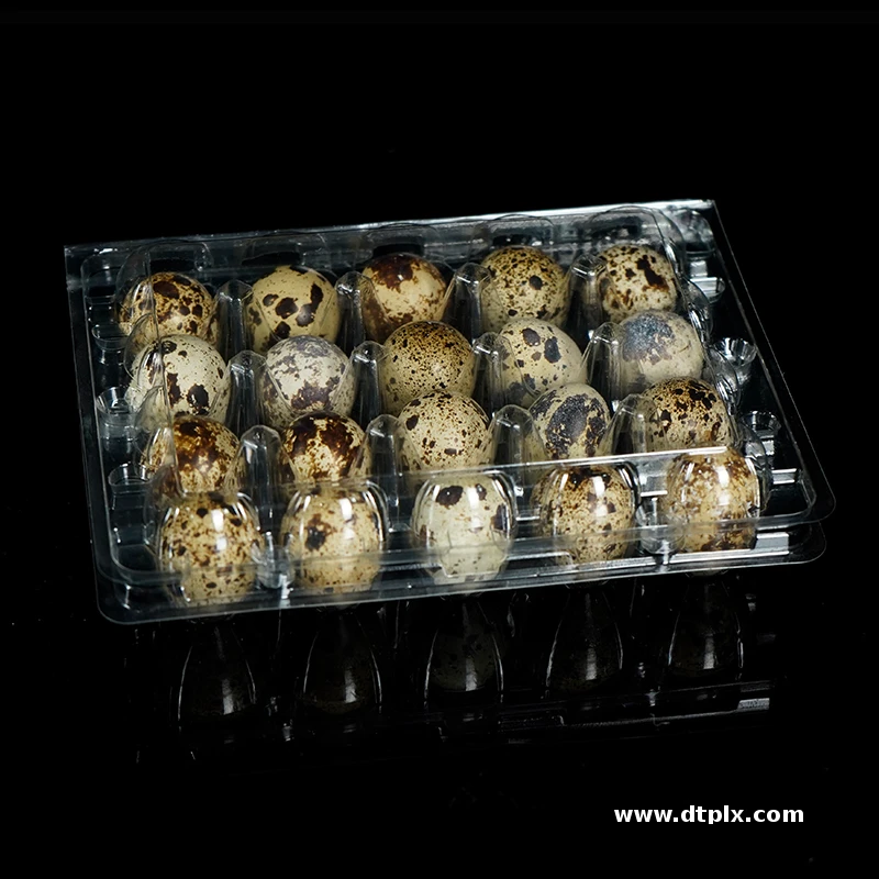 20-Hole Transparent Recyclable CPET Customizable Quail Egg Tray Blister Process Carton Farm Supermarket Kitchen-Stackable OEM