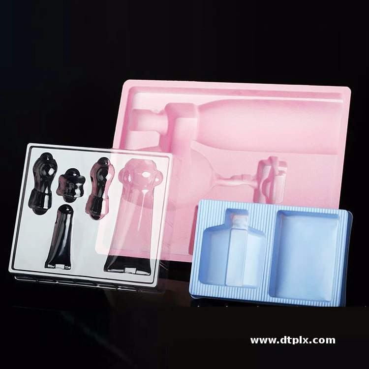 Accept Custom Vacuum Formed Insert Flocked Plastic Cosmetic Blister Tray Plastic Blister Flocking Tray
