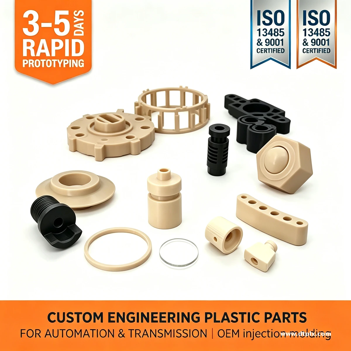 OEM Custom Plastic Injection Molding Service ABS POM Peek Nylon CNC Machining Parts Manufacturer With Threaded Inserts