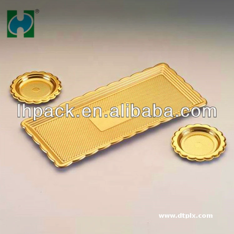 Factory Custom Made Golden Molding Carton Ps Food Takeout Natural Disposable Container Sushi Plastic Trays for Food Packaging