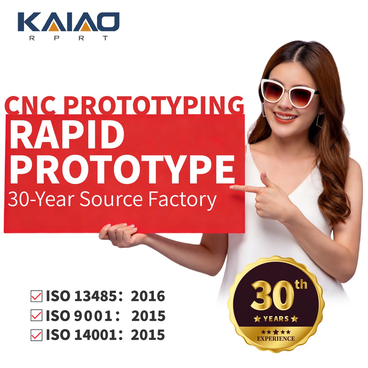 CNC Machining Rapid Prototyping Custom Parts 1 Piece Minimum 30 Years Prototype Factory ABS PC POM Metal Plastic Kaiao